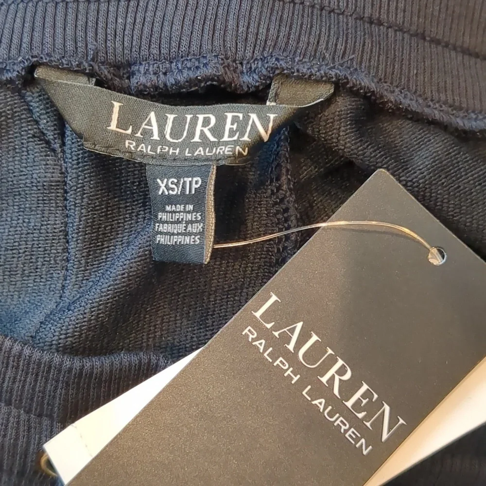 Lauren Ralph Lauren Black Label Dark Blue Wide Leg Drawstring Luxe Crop Pants XS